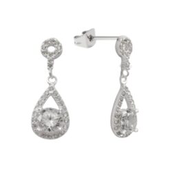 Aro Colgante Diseño Gota Micro Circón Largo 20 Mm Plata 925 - APR2049