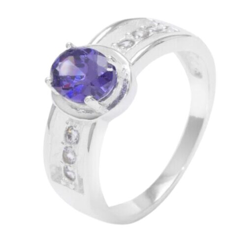 Anillo Circón Redondo Morado
