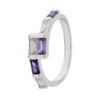 Anillo Circones Cuadrados Cristal Y Morado Plata 925