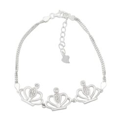 Pulsera Tres Coronas Y Doble Cadena 18cms Más Extensión