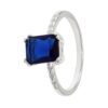 Anillo circón rectangular azul