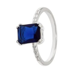 Anillo circón rectangular azul