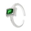 Anillo Ajustable Circon Cuadrado Verde Y Microcircones Plata 925