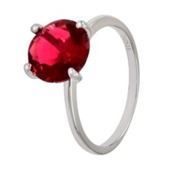 Anillo Solitario Circón Color Rubí