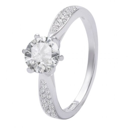 Anillo Solitario Y Circón En Los Bordes