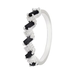 Anillo Cintillo Con Cristales Negros