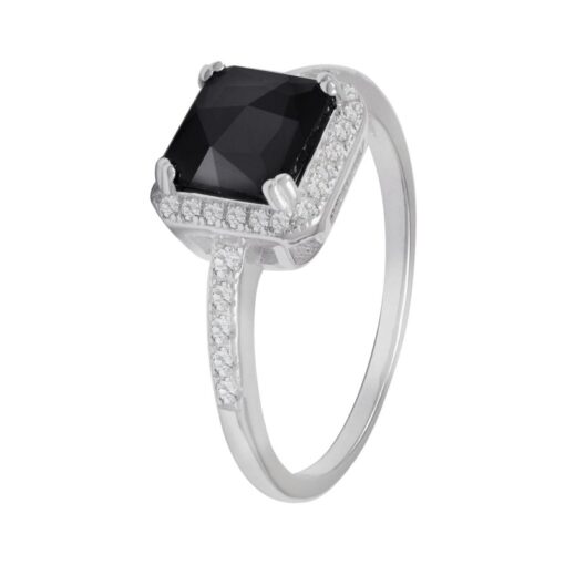 Anillo Solitario Cuadrado Negro