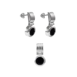 Set Circular Con Circón Negro