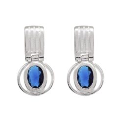 Aro Colgante Circón Azul Alto: 20 Mm Plata 925