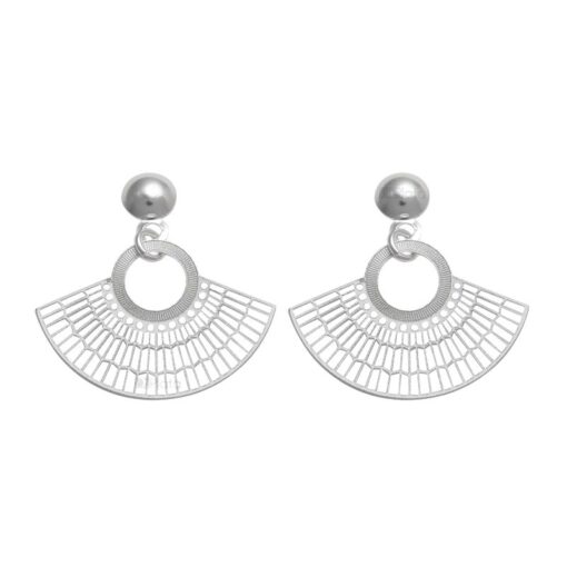 Aros Apegados de Plata 925 Diseño Tipo Abanico