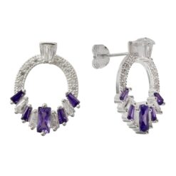 Aro Redondo Con Circones Cuadrados Varios Colores Plata 925