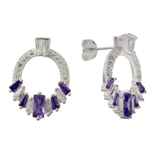 Aro Redondo Con Circones Cuadrados Varios Colores Plata 925
