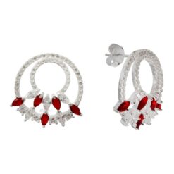 Aro Redondo Con Circones Color Rosado Plata 925