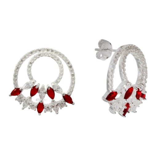 Aro Redondo Con Circones Color Rosado Plata 925