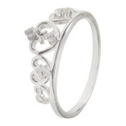 Anillo Corona Formada Por Corazones Con Circones Plata 925