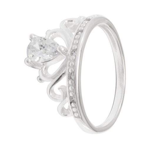 Anillo Corona Lady Con Circón Color Cristal Plata 925