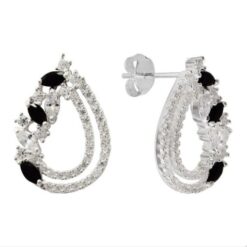 Aro Circones Negros Plata 925