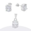 Conjunto Circón Diseño Ovalado 10x8 Mm Plata 925