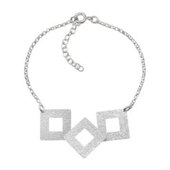 Pulsera Satinada Con Rombos Plata 925