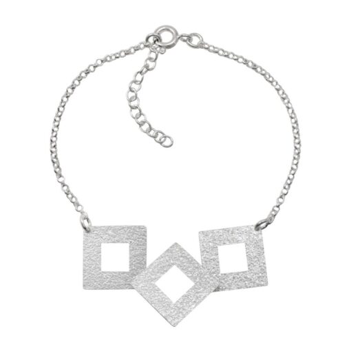 Pulsera Satinada Con Rombos Plata 925
