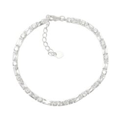 Pulsera Brazalete circones cristal baguett 18 cms mas extensión plata 925