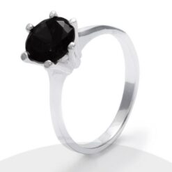Anillo Solitario Circón Negro Plata 925
