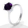 Anillo Solitario Circón Morado Plata 925
