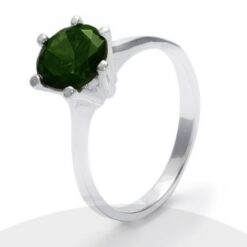 Anillo Solitario Circón Verde Plata 925