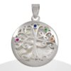 Colgante Árbol De La Vida Circones Colores Fondo Nácar Dia,:18 Mm Plata 925