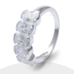 Anillo Circones Ovalados Blanco Plata 925