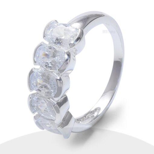 Anillo Circones Ovalados Blanco Plata 925