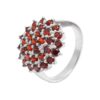 Anillo Circones Rojos En Círculos Plata 925