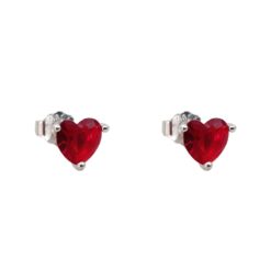 Aro canasto corazón color rojo plata 925