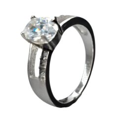 Anillo Solitario de Plata 925 con Circón Blanco